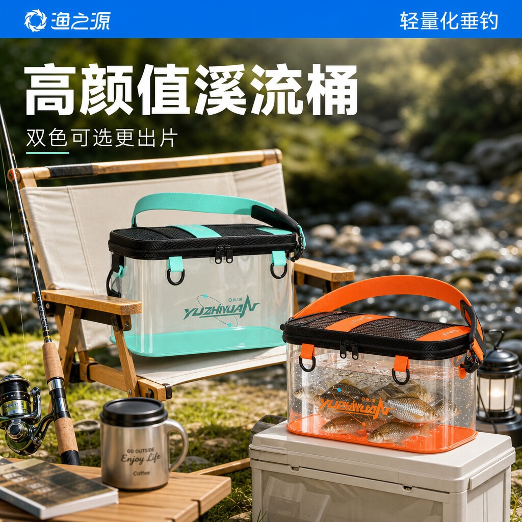 渔之源小物钓打水装鱼桶折叠便携