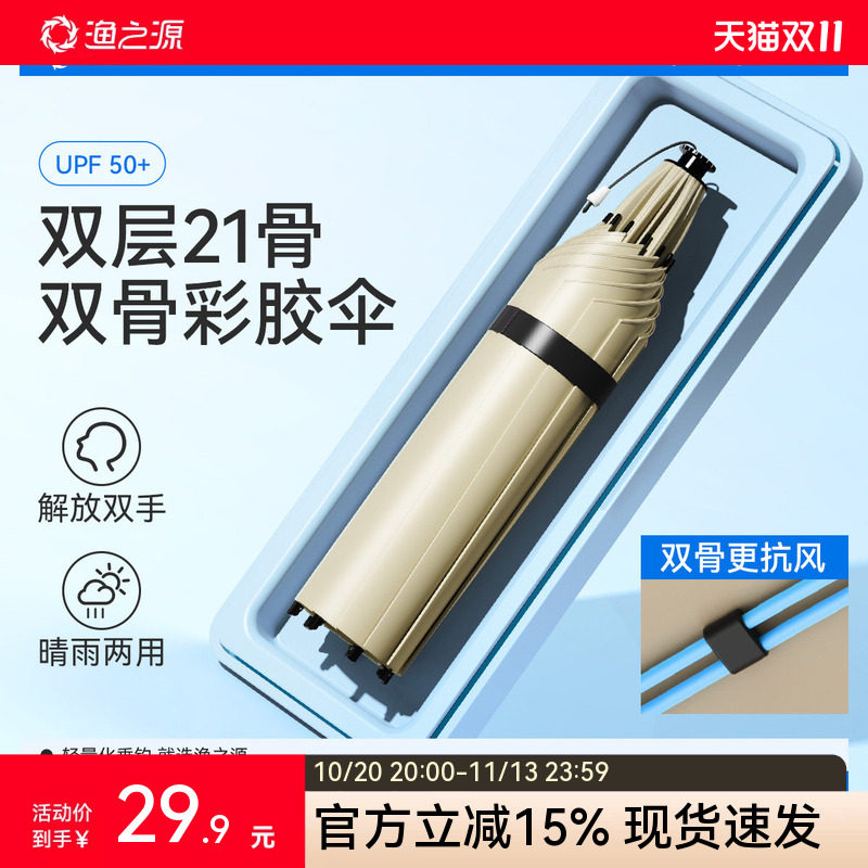 渔之源头戴伞帽2026新款户外徒步专用爬山伞帽头戴雨伞特大号防晒