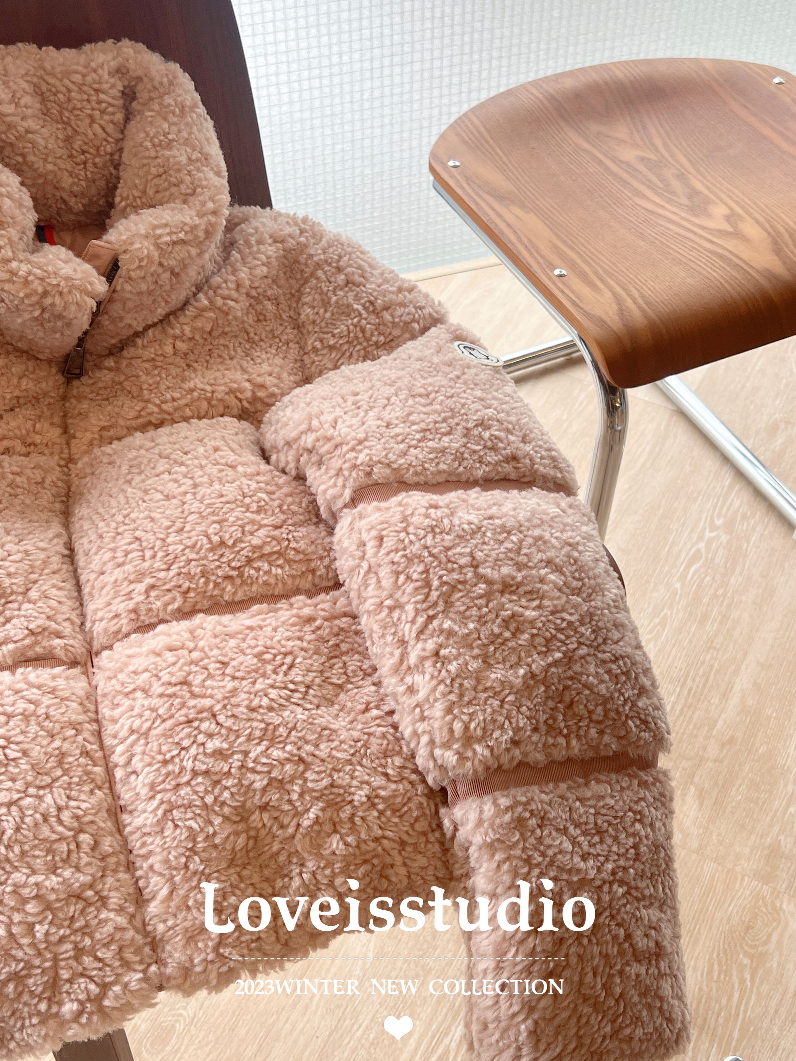 潮牌儿童粉色泰迪女童鹅绒服