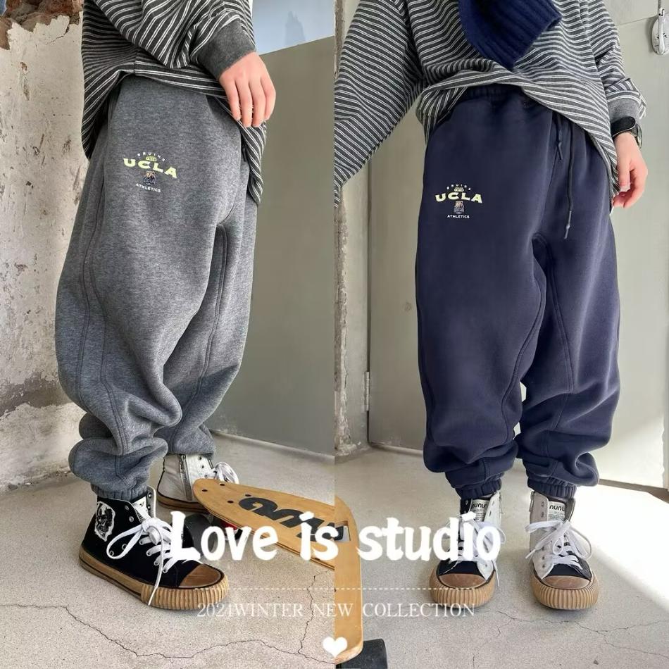 儿童加绒加绒保暖运动裤