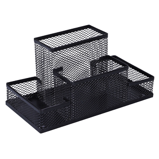 笔筒收纳盒办公室装笔的收纳盒商务前台金属笔桶创意简约现代多功能型学生桌面文具收纳大容量收纳盒多格笔筒