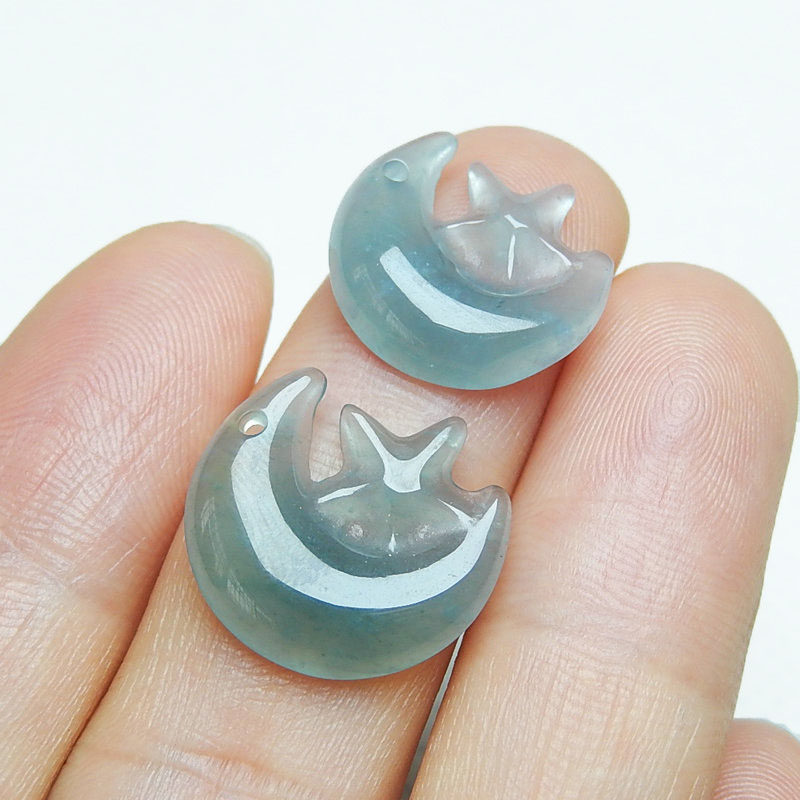 翡翠蓝水色星星月亮小清新吊饰女