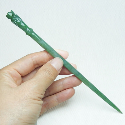 和田玉碧玉古典兰花头玉石玉发簪