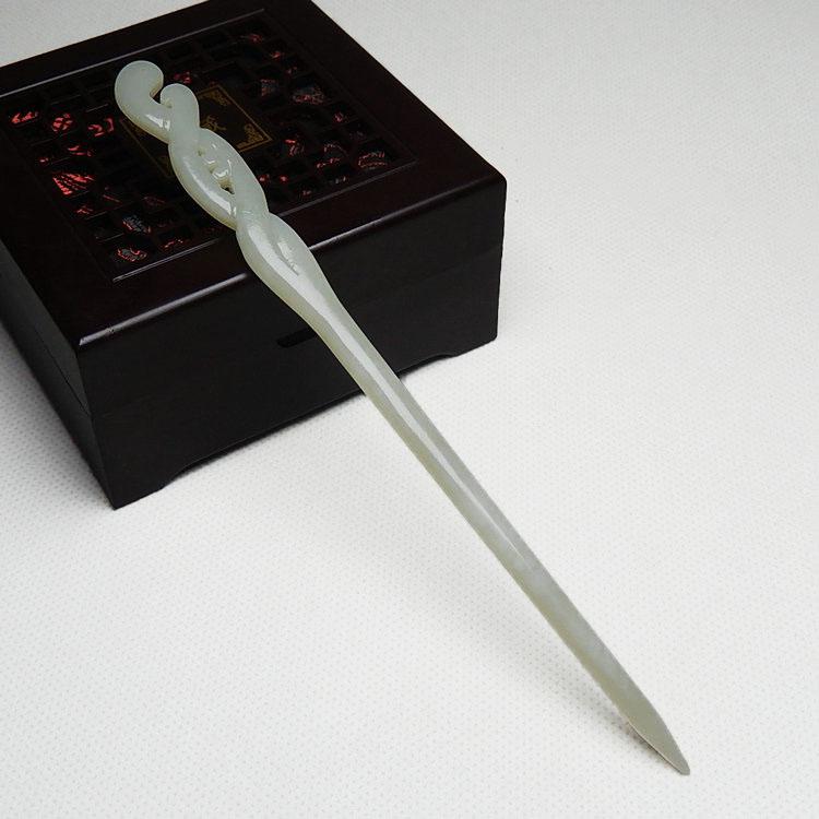 白蛇玉簪子和田玉蛇形發簪頭飾女