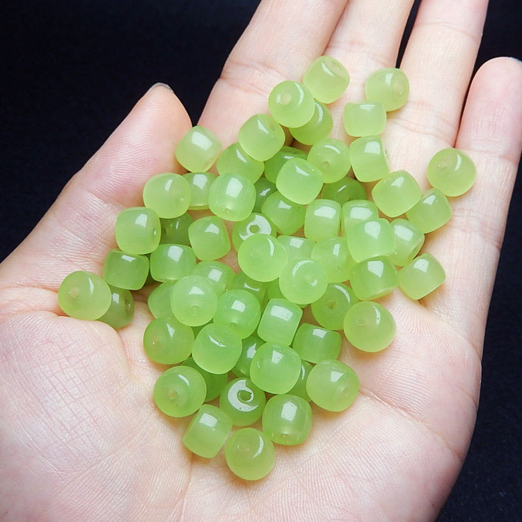 苹果绿桶珠散珠琉璃珠老型珠手工diy手链手串项链配珠佛珠串珠女