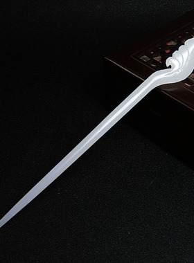 白色相思叶发簪男女步摇叶子发髻发冠 COS汉服配饰头饰簪子配件