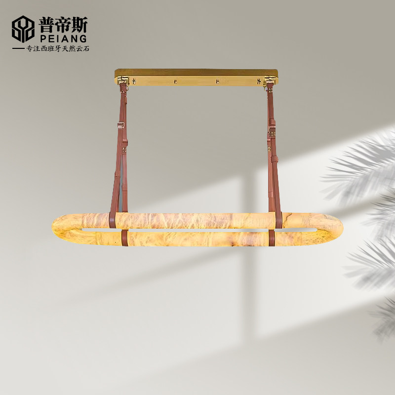 西班牙进口云石全铜吊灯法式轻奢餐厅灯设计师客厅餐桌饭厅吧台灯