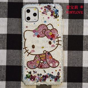 奥地利水钻13适用iphone14镶钻max苹果15手机壳pro定制hellokitty