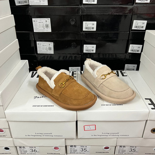 真皮！加绒勃肯鞋女毛毛鞋一脚蹬乐福鞋保暖舒适软底豆豆鞋