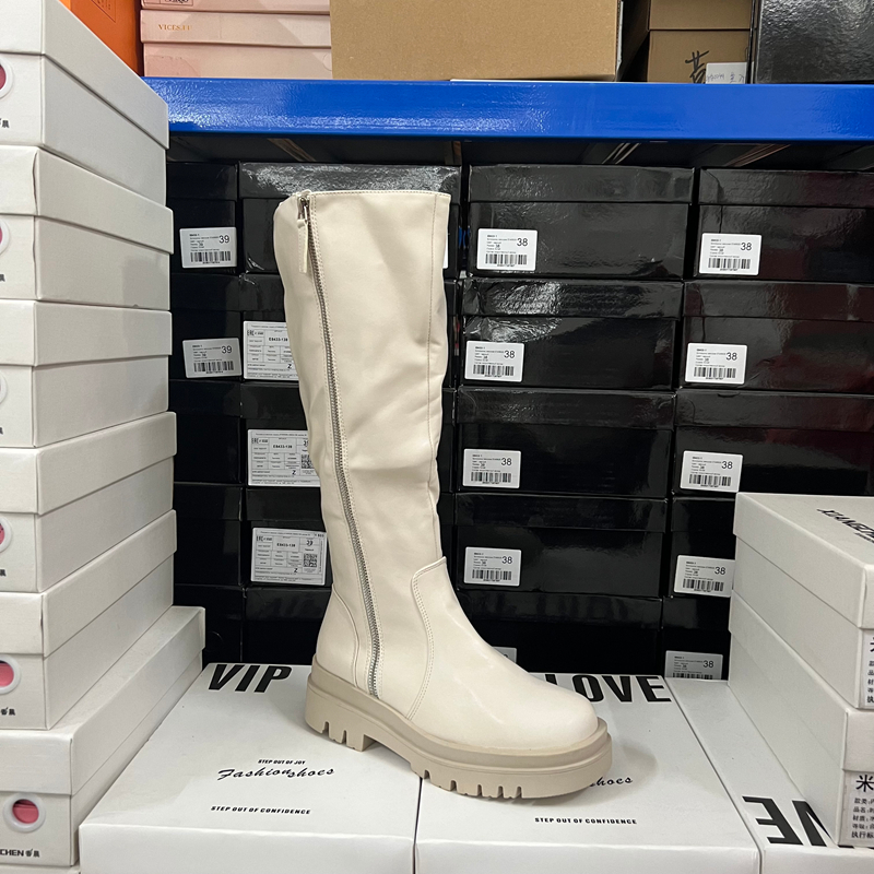 时尚精美 外贸原单出口圆头厚底侧拉链骑士靴女高筒长靴