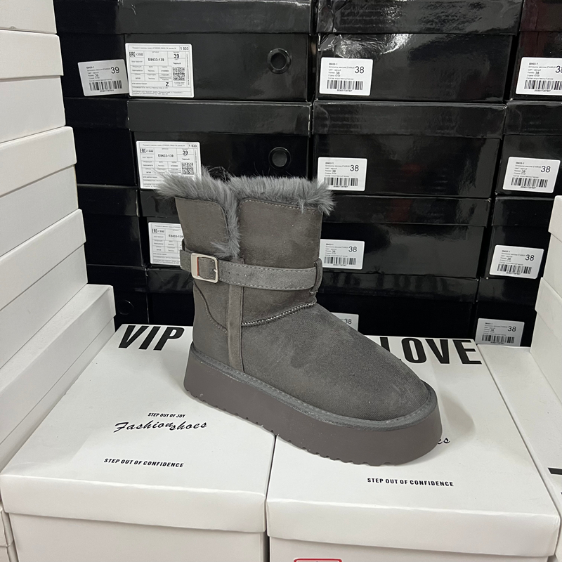 雪地棉鞋厚底小个子增高女冬季新款加绒加厚保暖雪地靴毛绒短靴