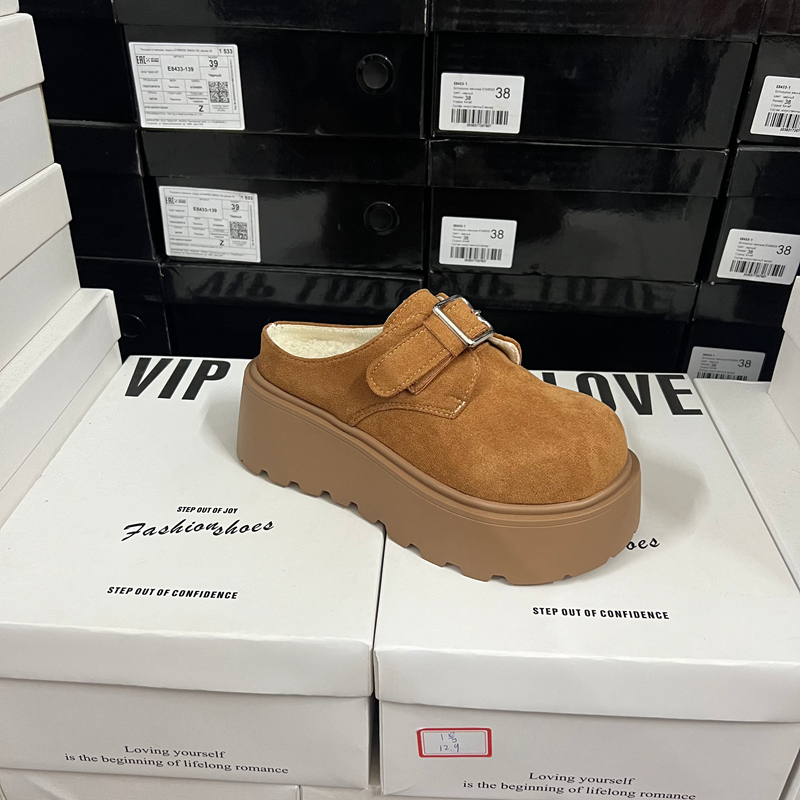 商场专柜撤柜断码捡漏圆头厚底勃肯鞋女搭扣半拖松糕增高