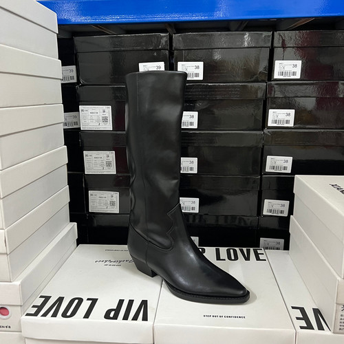 西班牙轻奢ZA原单出口时尚女鞋尖头粗跟切尔西靴大筒围长靴