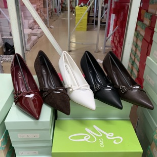 外贸原单尖头细跟一字带交叉浅口通勤单鞋女时尚百搭气质高跟鞋