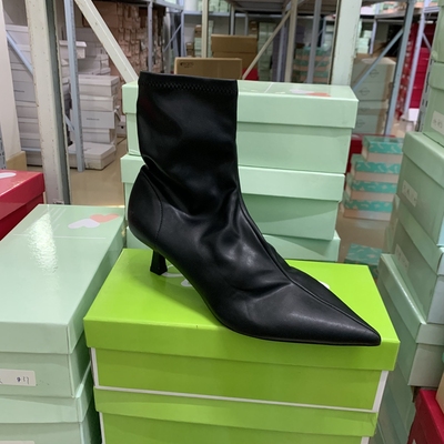 女鞋ZA家尖头细高跟短靴瘦瘦靴