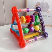 大J小D推荐 婴儿玩具抓握训练宝宝早教翻转三角架串珠摇铃6 12月