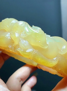 纯手工雕刻九尾天狐羊角镯