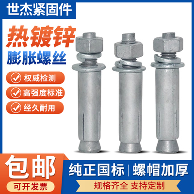 热镀锌膨胀螺丝正国标防腐防锈外膨胀螺栓拉爆炸螺钉膨胀管M8~M24