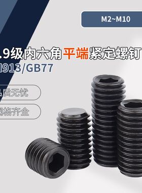 12.9级内六角平端紧定螺钉 淬黑 DIN913/GB77 M2~M10