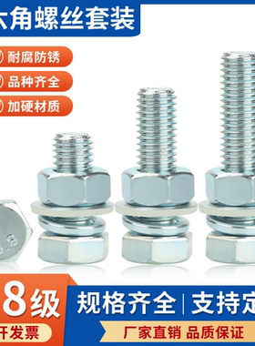 8.8级高强度镀锌外六角螺丝螺栓组合套装大全螺母螺M5M6M10M24M30