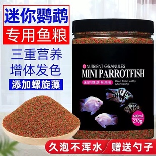 迷你鹦鹉鱼饲料小型鱼专用鱼食缓沉小颗粒宝蓝鹦鹉鱼热带鱼开口粮