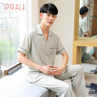 薄款 司派罗睡衣男新款 夏季 纯棉青少年套装 家居服 旗舰店短袖