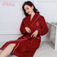 司派罗睡衣女秋冬珊瑚绒长款 家居服 绑带情侣睡袍男女士法兰绒冬季