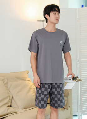 SPIRAL/司派罗夏男女生情侣睡衣家居服短袖宽松纯棉韩版可爱薄款