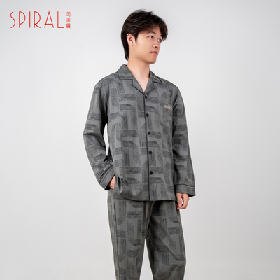 SPIRAL/司派罗睡衣男夏季薄款睡衣高级感开衫可外穿家居服套装