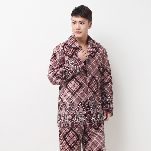 司派罗家居服男冬加棉中年绒类