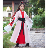 女童汉服战国袍日常可穿魏晋风仙气古装 中国风女孩六一演出服春夏