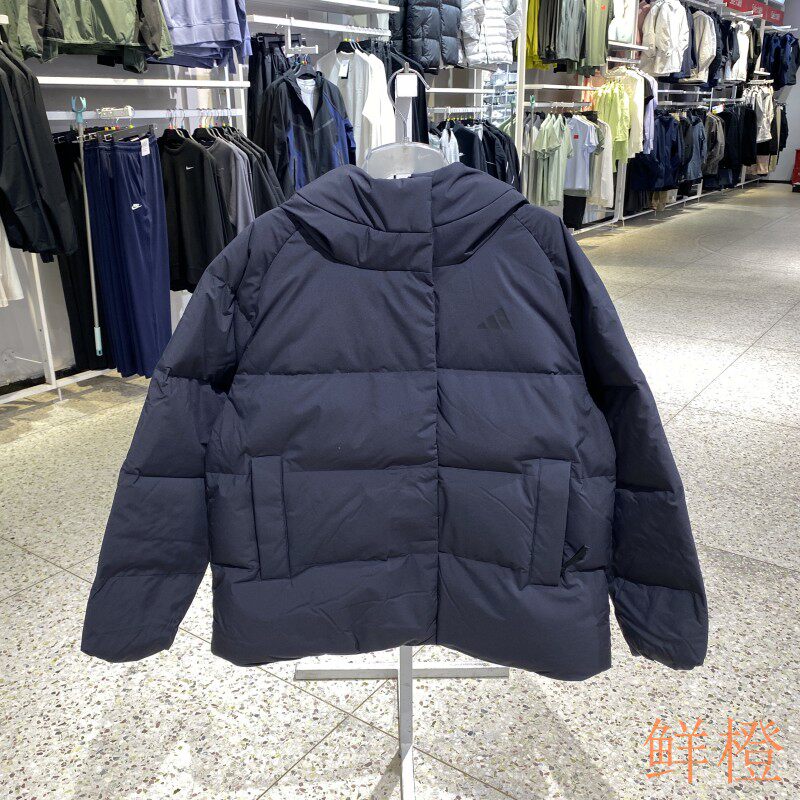 阿迪达斯男防风抗寒连帽羽绒服