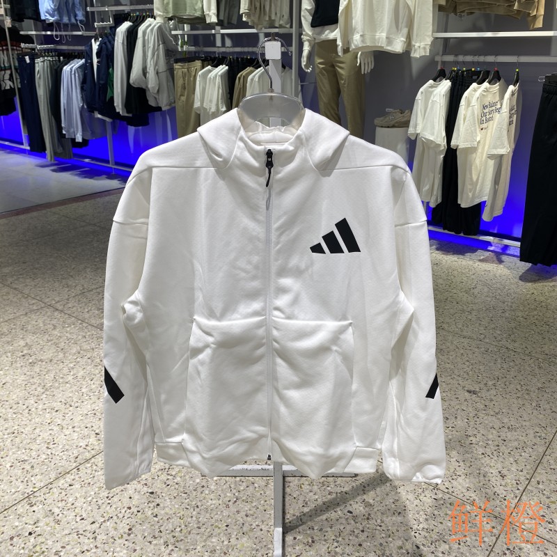 秋季正品阿迪达斯ADIDAS男款舒适百搭连帽拉链运动休闲外套JF2443