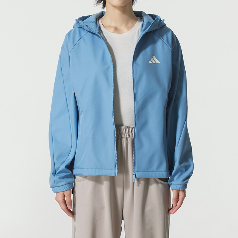 正品Adidas阿迪达斯女连帽加绒保暖软壳运动休闲夹克外套KC0087