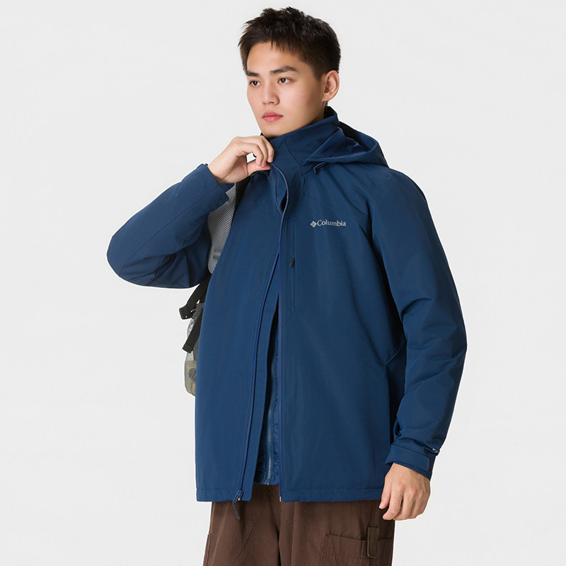 正品Columbia哥伦比亚男保暖鸭绒连帽两件套羽绒服外套XE1897405