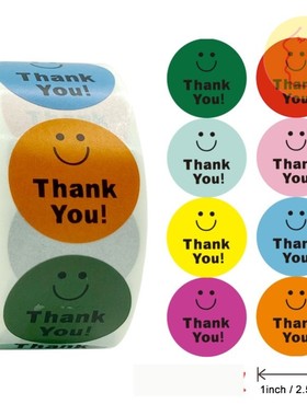 thank you paster感谢封口贴花卉花环儿童奖励谢谢你烘培圆形贴纸