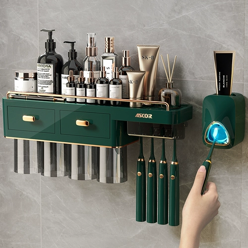 Зубная щетка установлена ​​на стене полюса -захотите желать -наборочная чашка с электрической чашкой сансинское домашнее мыть