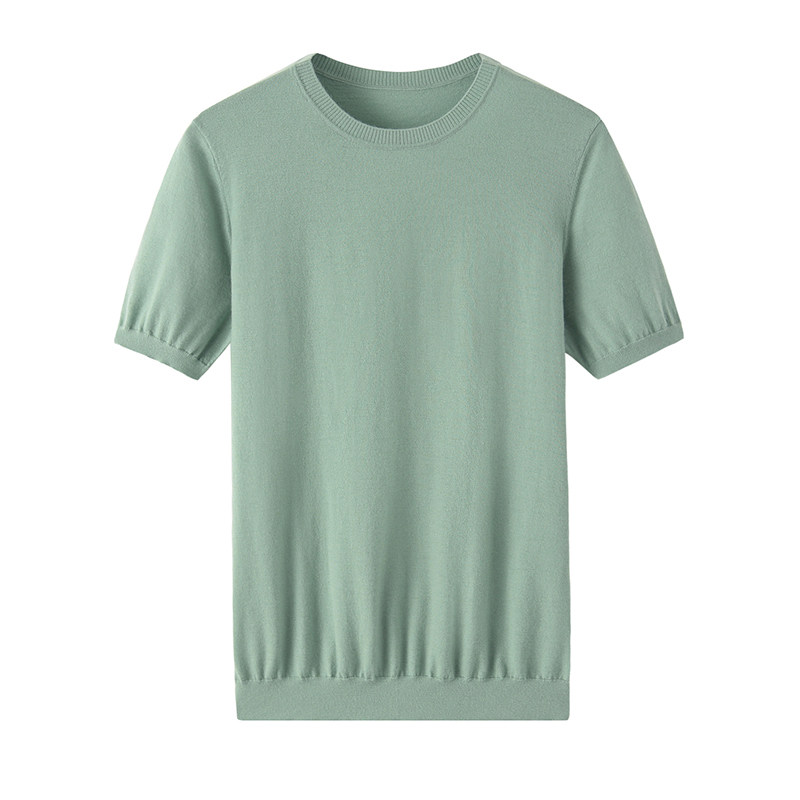 내몽고 캐시미어 반소매 남성용 신작 심플 소모사 얇은 니트 바닥 셔츠 라운드 넥 풀오버 반팔 스웨터