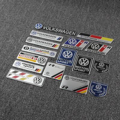 大众POLO速腾迈腾CC高尔夫凌度个性金属车标划痕装饰贴改装R车贴