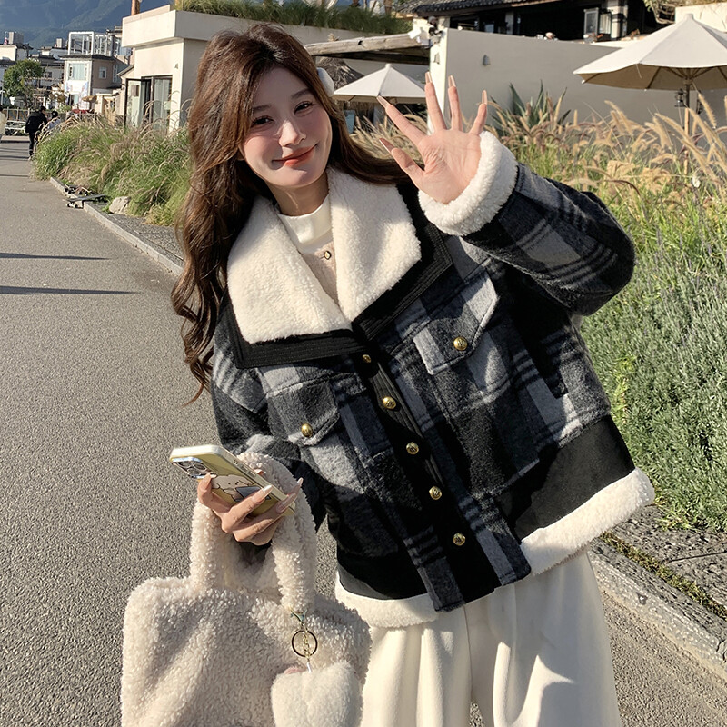 现货   新款格子毛呢50白鸭绒羽绒服2C115-2235-P235-K338