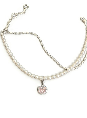 圣诞礼物 天然珍珠s925纯银手链苹果花朵公主气质手链