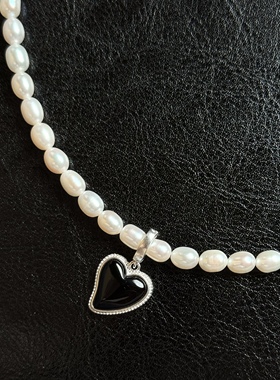天然珍珠S925银爱心项链气质小众轻奢礼物原创设计女