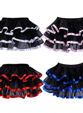 短款蓬蓬裙云彩纱百褶裙短裙拼接黑色清新甜美复古蛋糕半身裙