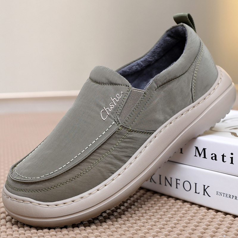 老北京布鞋男款秋冬轻底薄绒休闲