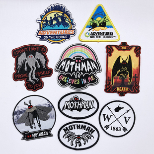 美国西维吉尼亚天蛾人博物馆户外徒步露营山系刺绣章帽子背包布贴