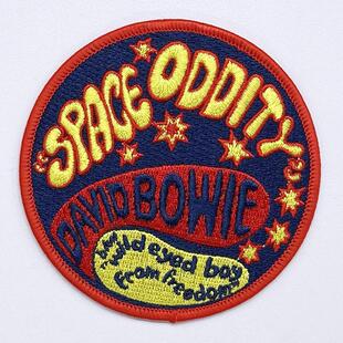 DavidBowie大卫鲍伊SpaceOddity摇滚乐刺绣章背包衣服帽布贴补丁