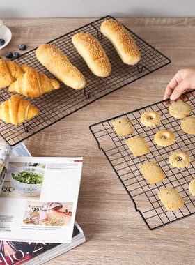 烘焙工具加密蛋糕冷却架面包冷凉架黑色不沾烧烤网家用方形晾晒网