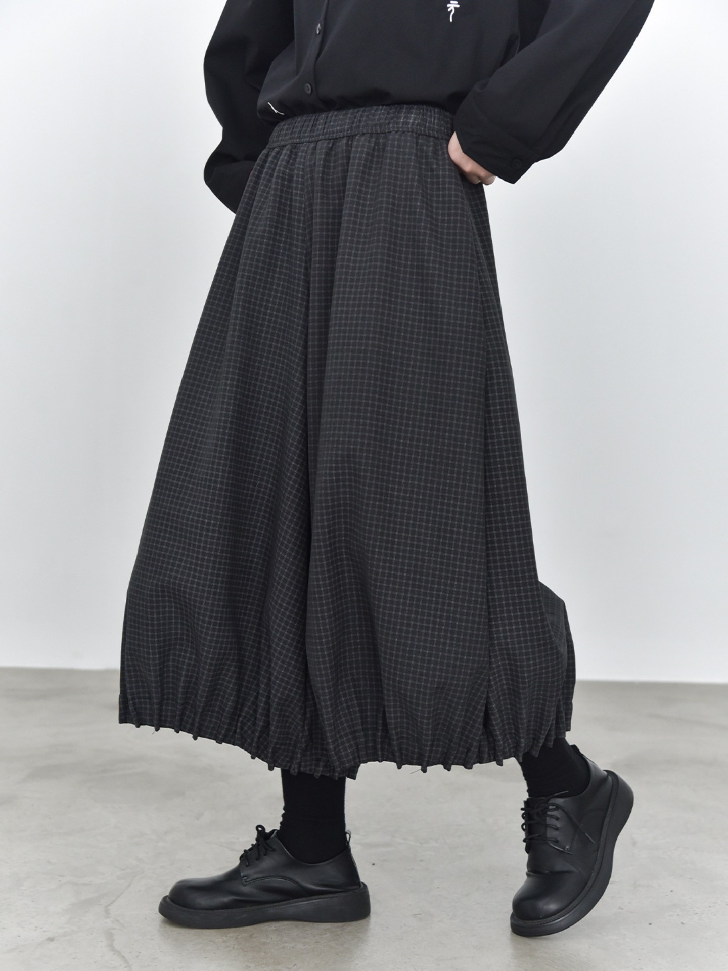 日系文艺条纹裙裤花苞灯笼阔腿裤女秋季松紧腰九分裤宽松休闲裤子