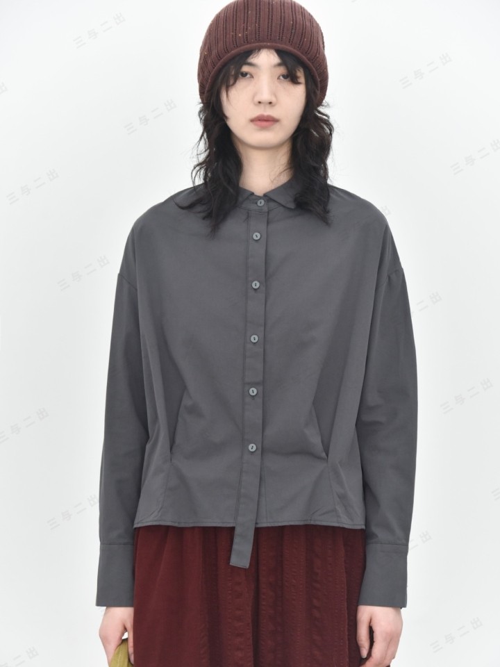 童颜阁秋季新款小众复古拼接显瘦长袖衬衫个性休闲上衣女重工女装