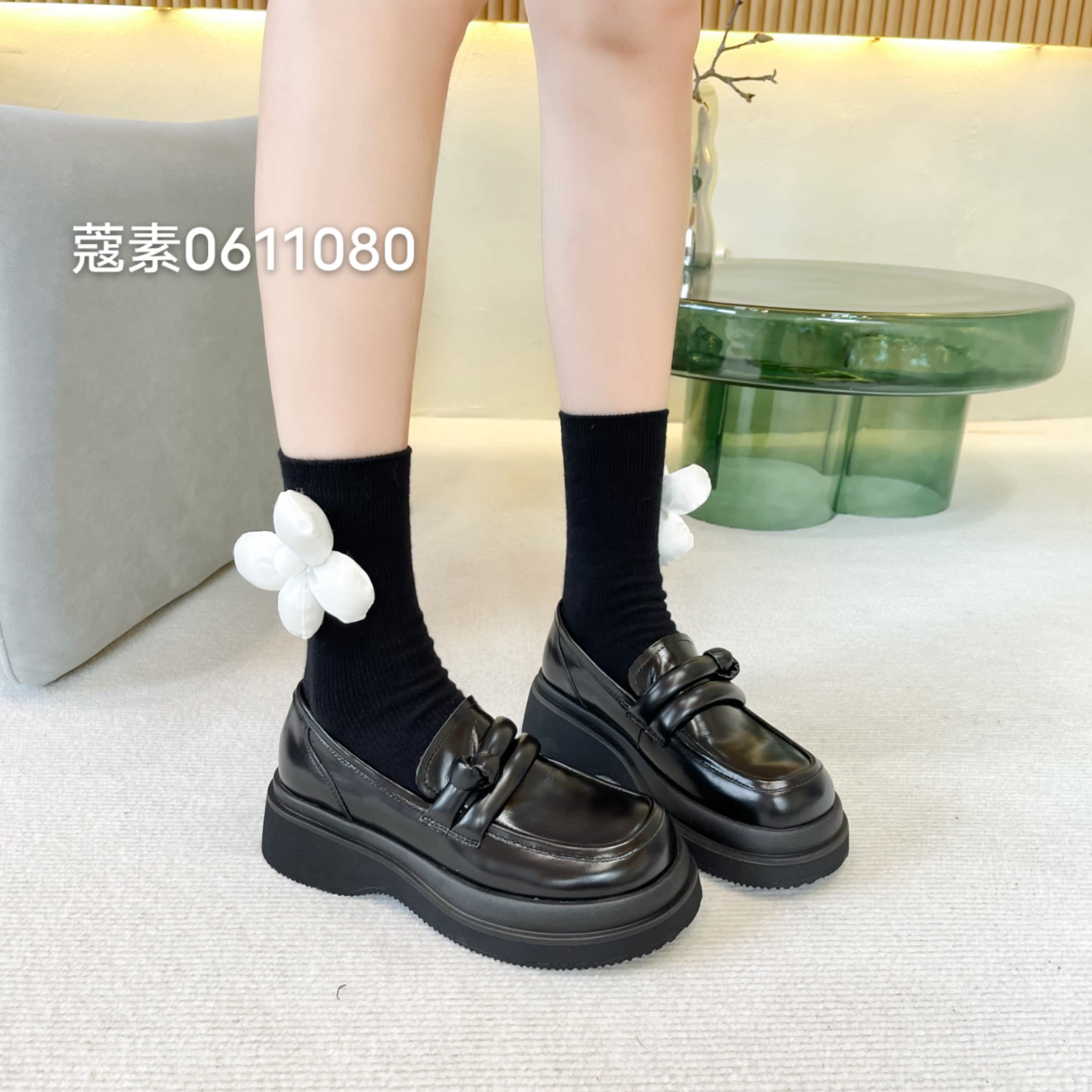 蔻素cohsel真皮女鞋商场2022年秋冬新款乐福鞋马蹄鞋显高显瘦
